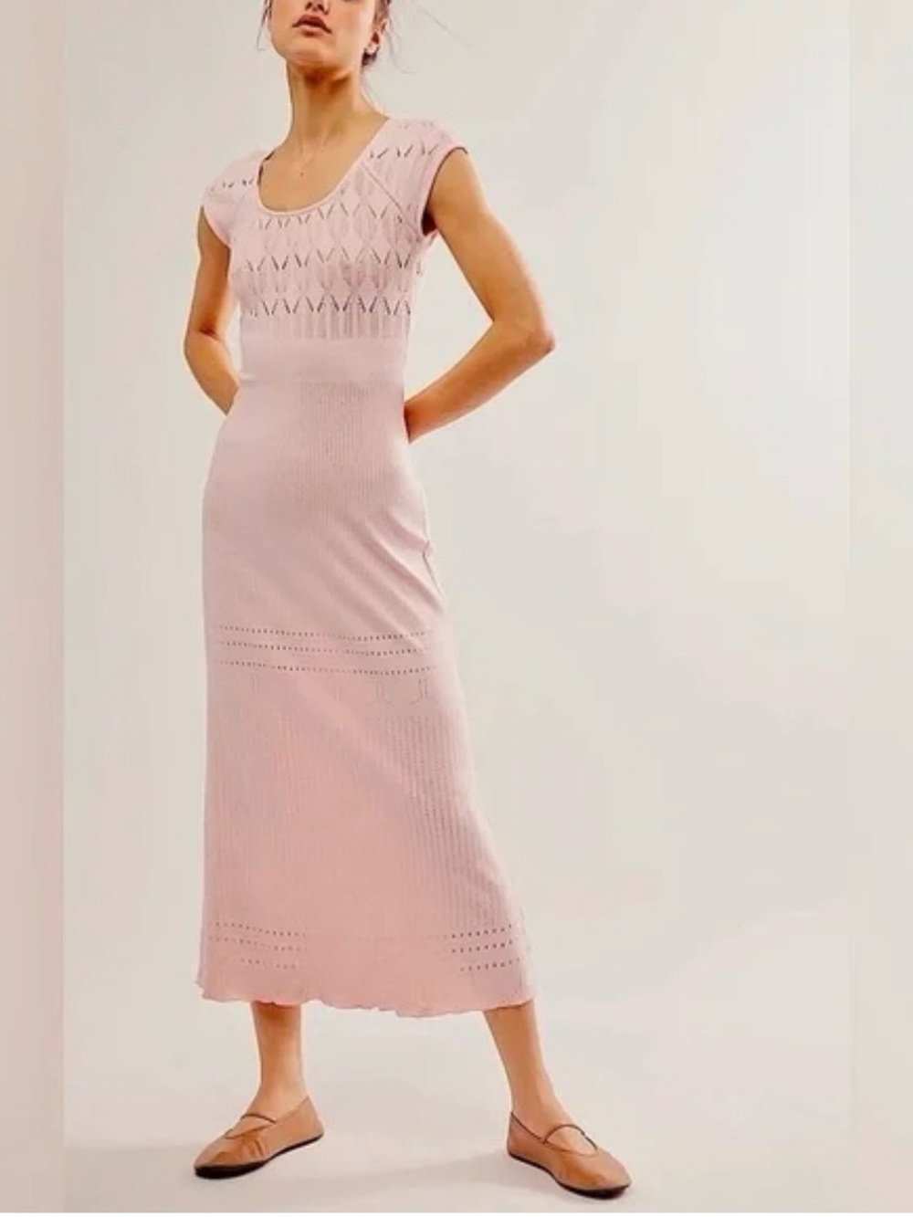 Free People, Robin Seamless Midi Dress, XS/S in Pink